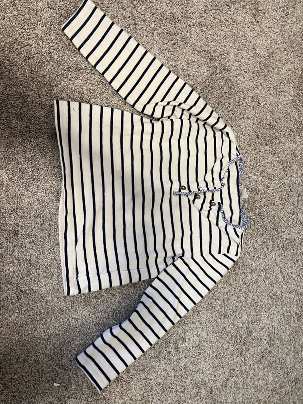 Crewcuts Striped Long Sleeve Henley Top in Navy and White